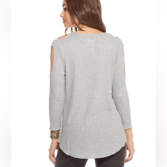 *WHITE* NWT, Chaser, Women’s, THERMAL 3/4 SLEEVE DOUBLE COLD SHOULDER HENLEY‎ - Picture 4 of 7